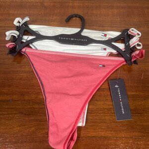 Tommy Hilfiger 3 Pack Cotton Double String Thong Underwear Size Medium